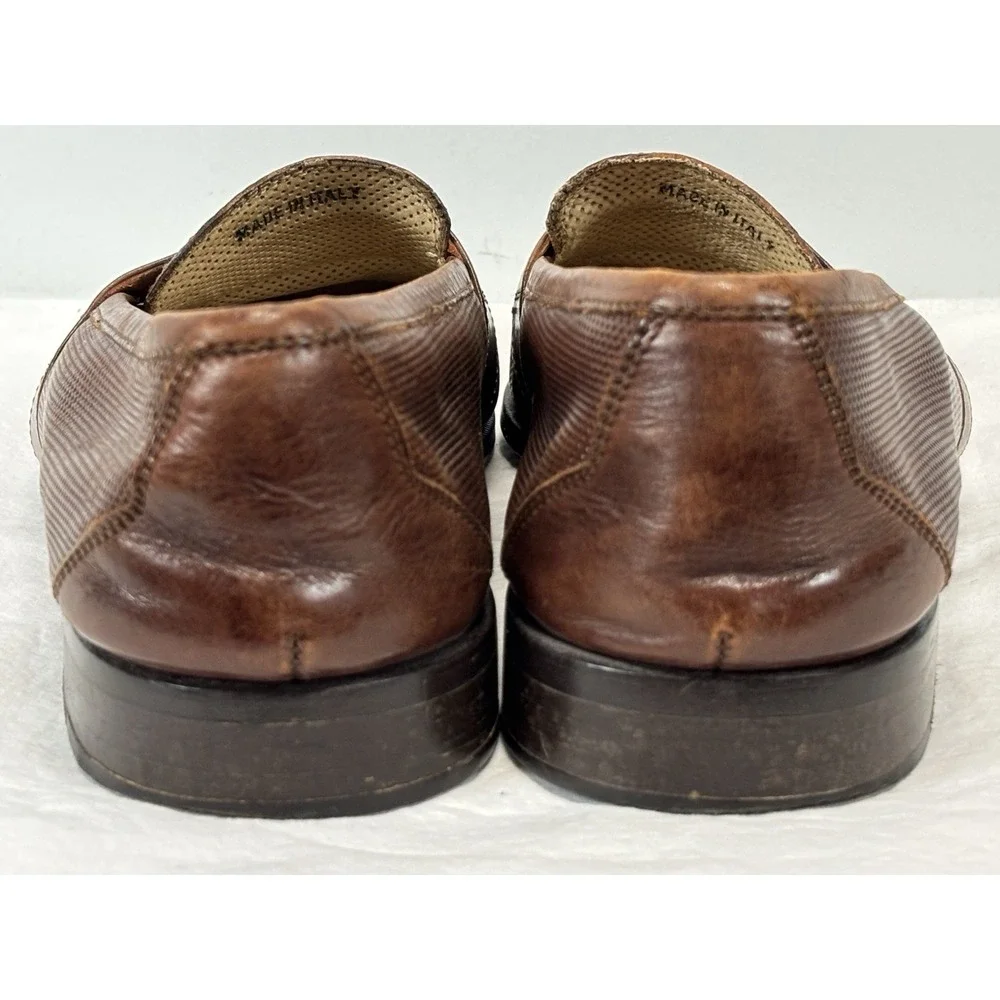 Vtg Martin Dingman Leather Penny Loafers Shoes 8.5 Men's Brown Textured Lizard?